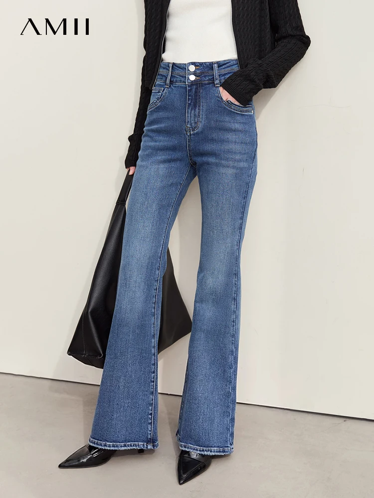 Women'S Fashion Labels - Amii Minimalism 2024 Micro Flare Jeans