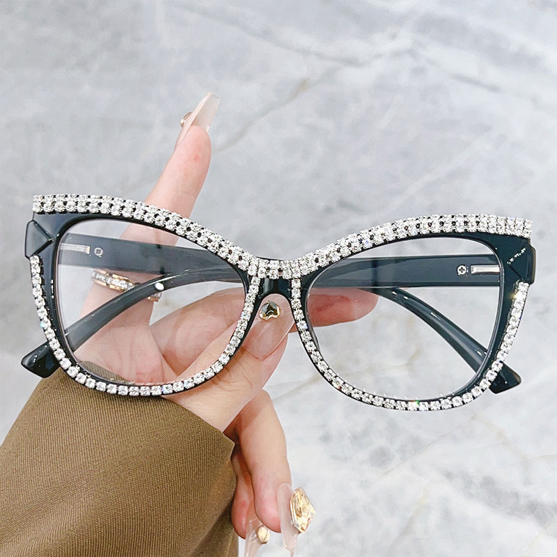 Women'S Fashion Glasses Non Prescription - Bling Rhinestone Fashion Glasses Women Oversized