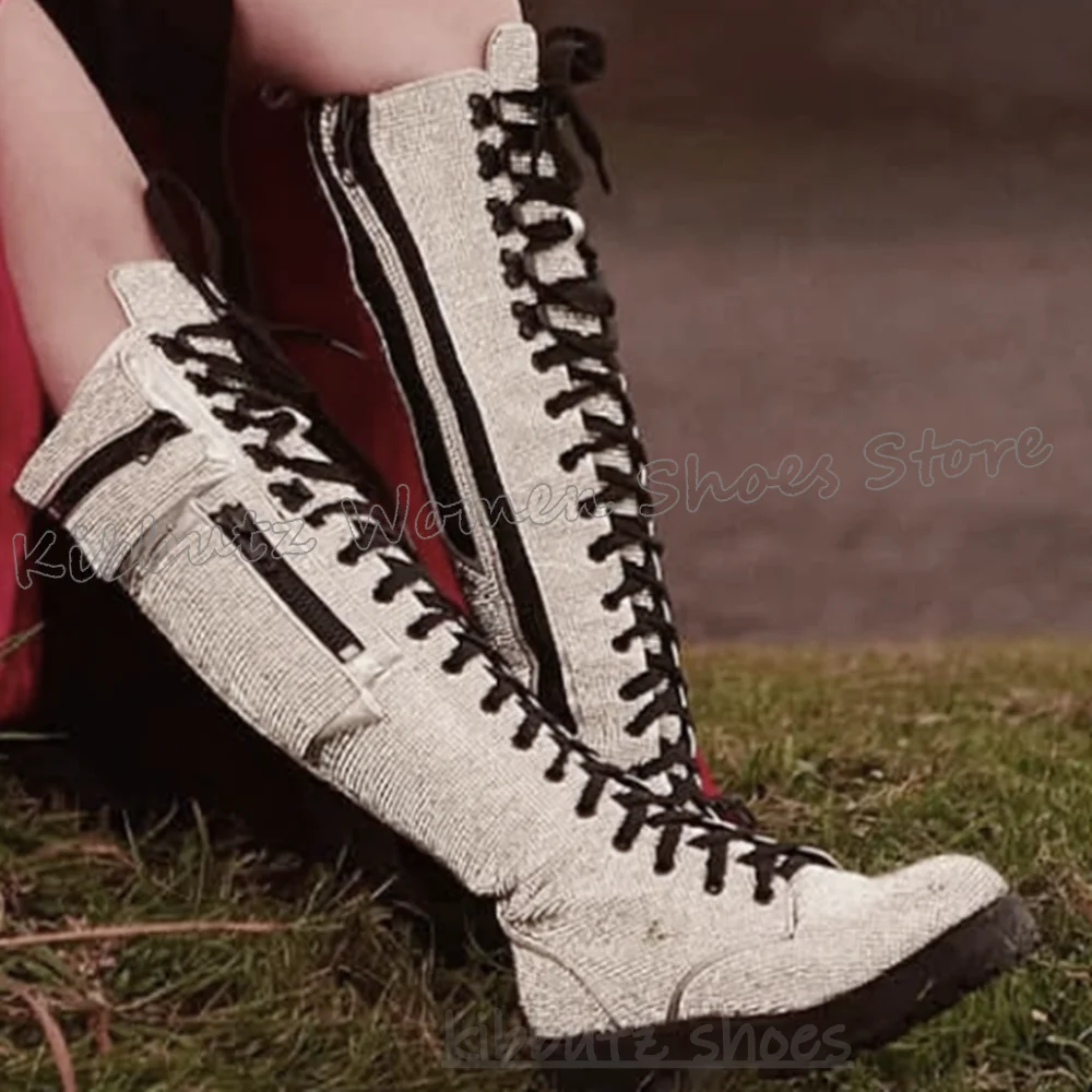 Women'S Fashion Knee High Boots - Knee High Boots Bling Glossy Pocket