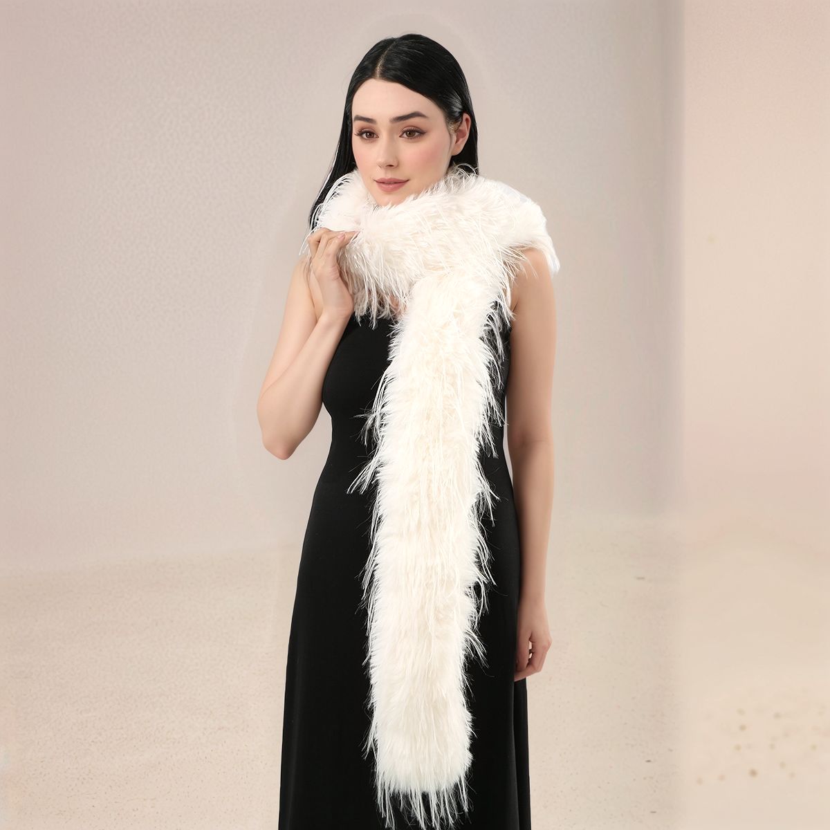 Women'S Fashion Parka - Women Faux Rabbit Fur Long Scarf