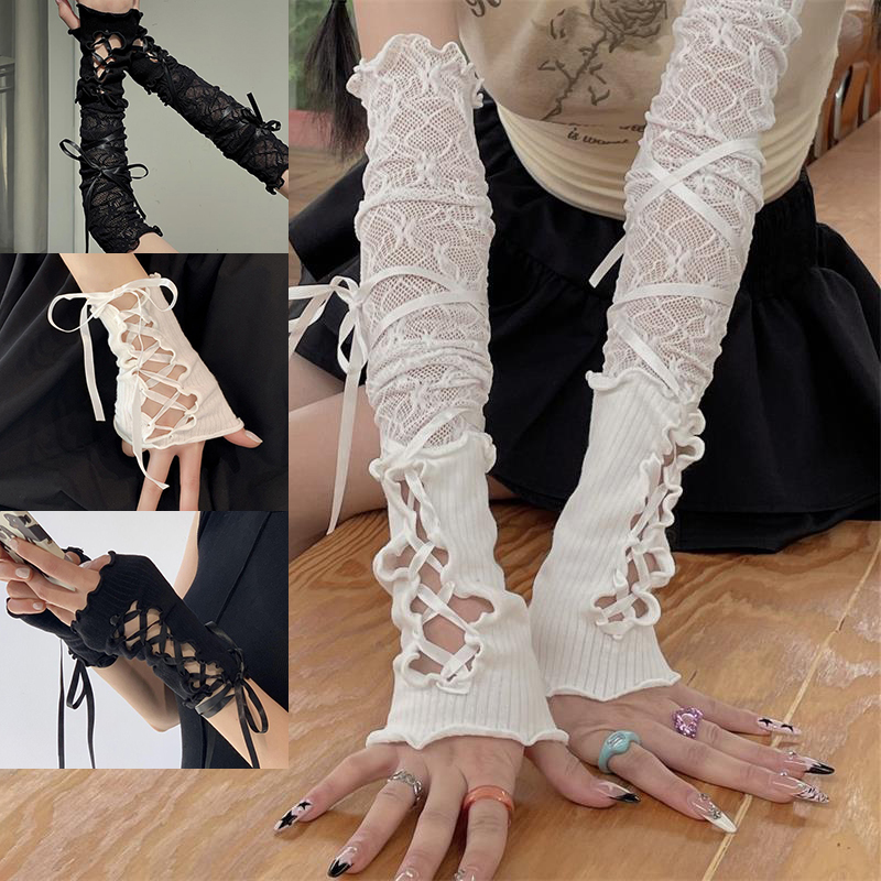 Women Lace‑Up Fingerless Arm S - Women'S Fashion Gloves avis et prix