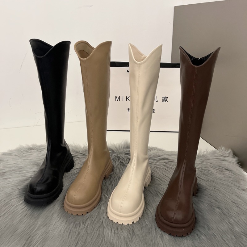 Retro Bare Colored Boots Women - Women'S Fashion Knee High Boots avis et prix