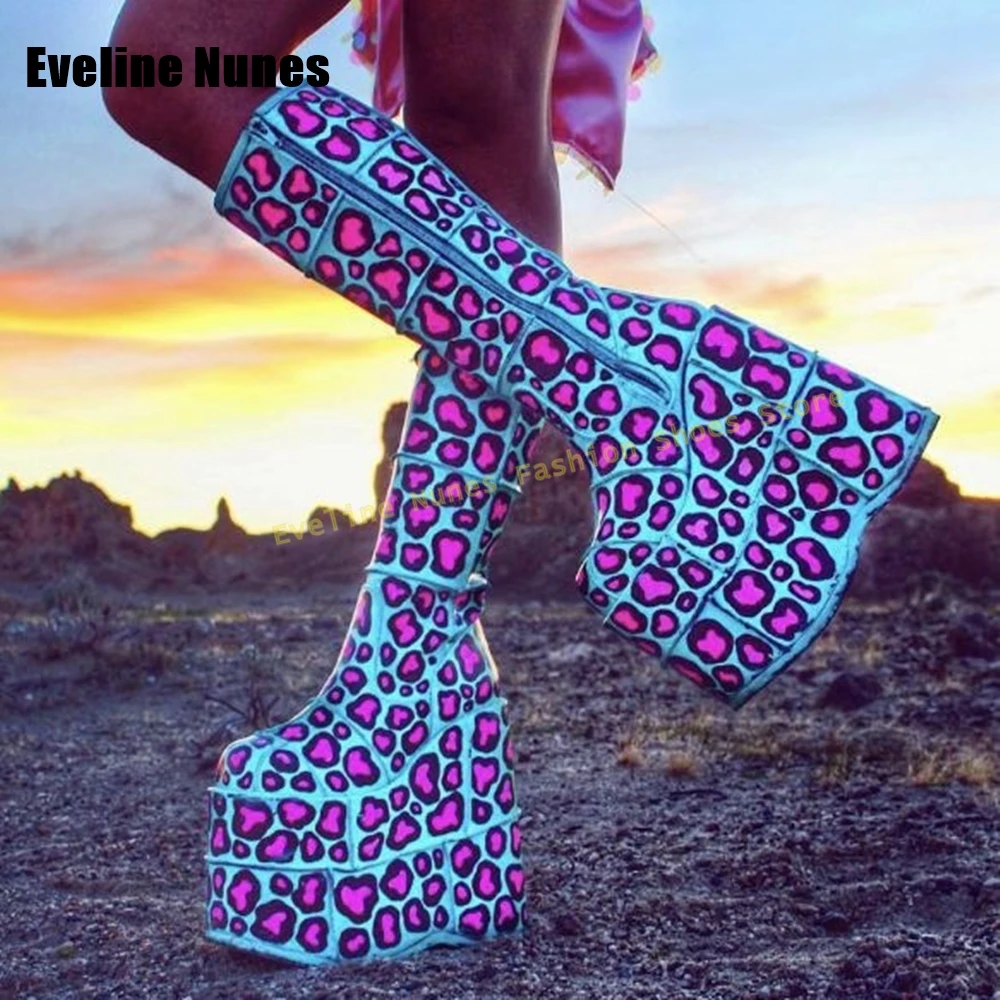 Colorful Circles Platform Fash - Women'S Fashion Knee High Boots avis et prix