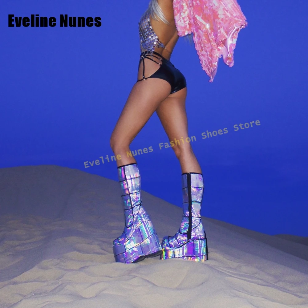 Colorful Circles Platform Fash - Women'S Fashion Knee High Boots avis et prix