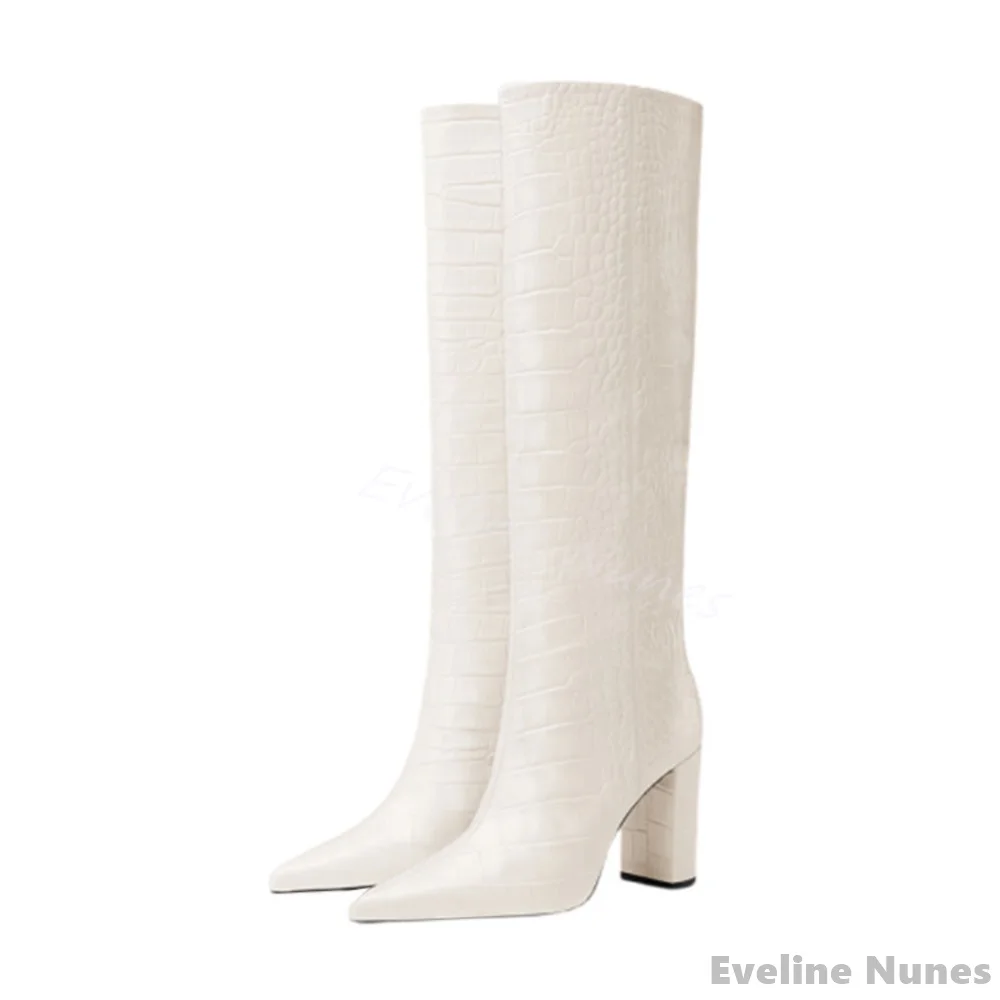 Luxury Crocodile Pattern Boots - Women'S Fashion Knee High Boots avis et prix