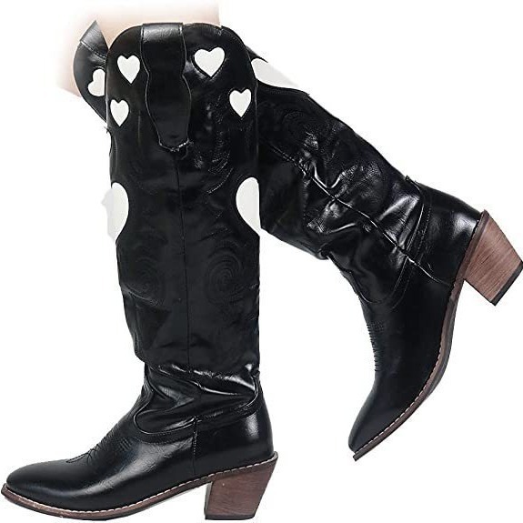 Fashion Love Heart Chunky Heel - Women'S Fashion Knee High Boots avis et prix