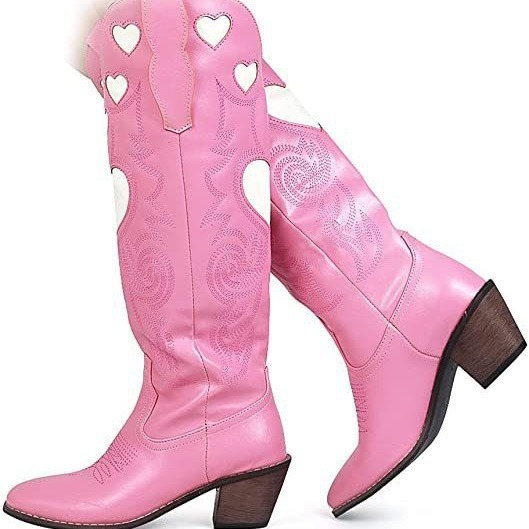 Fashion Love Heart Chunky Heel - Women'S Fashion Knee High Boots avis et prix
