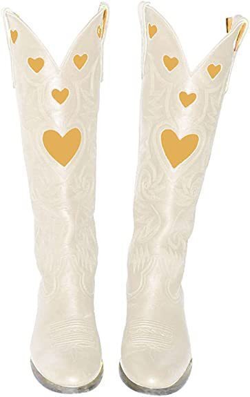Fashion Love Heart Chunky Heel - Women'S Fashion Knee High Boots avis et prix