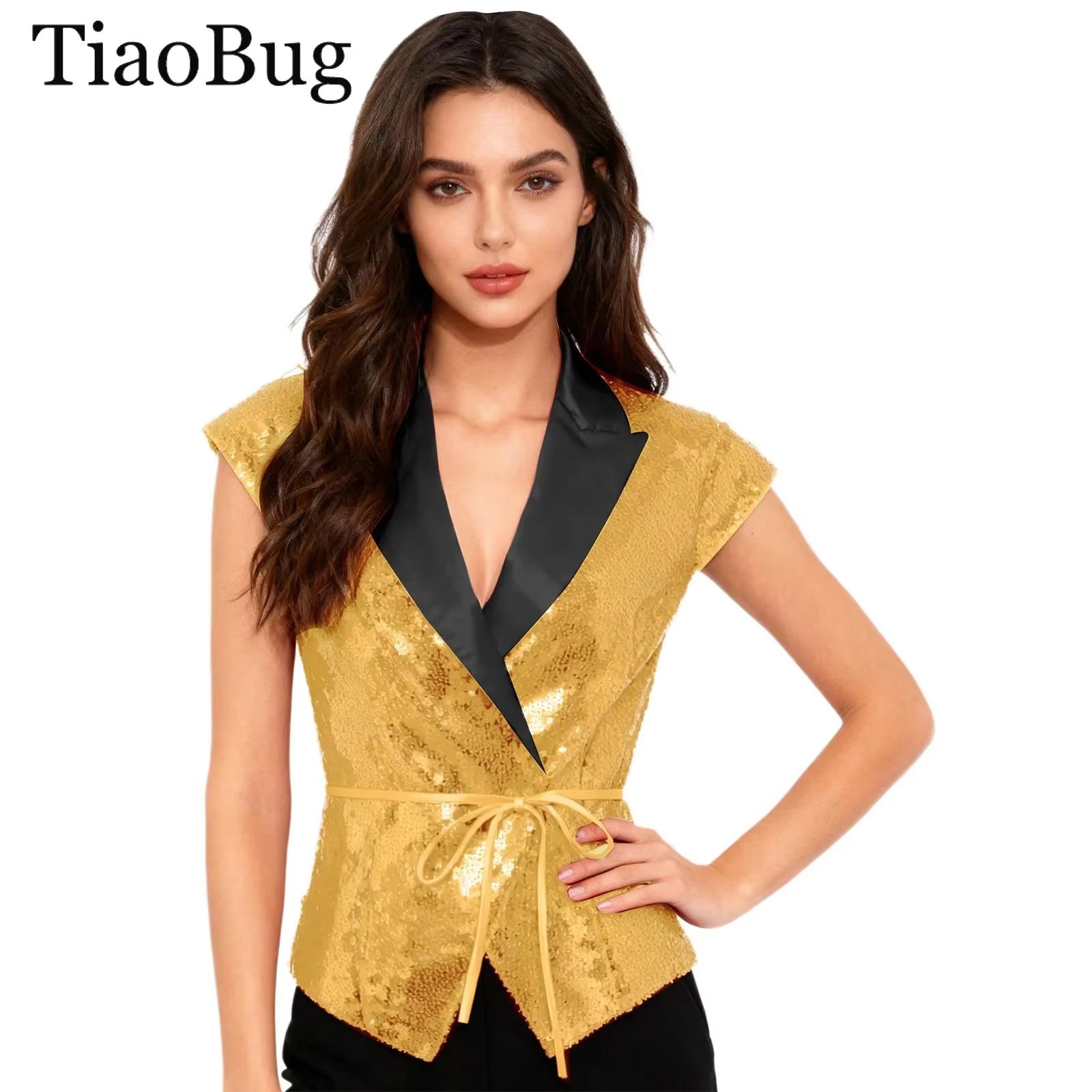Women Sequin Vest V-neck Label - Women'S Fashion Labels avis et prix