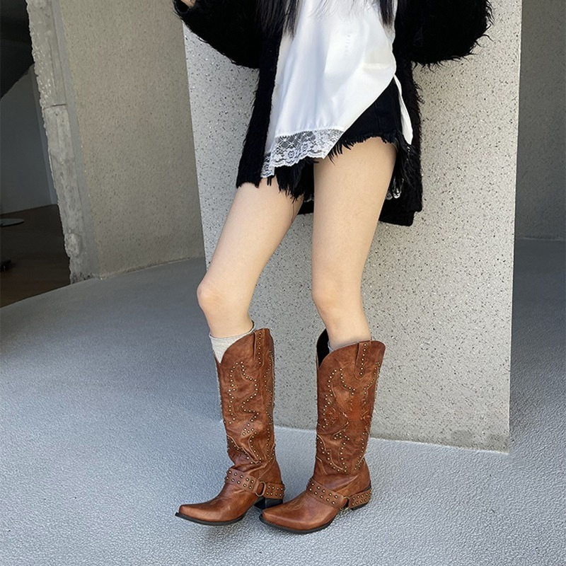 Autumn Winter Belt Buckle Rive - Women'S Fashion Knee High Boots avis et prix