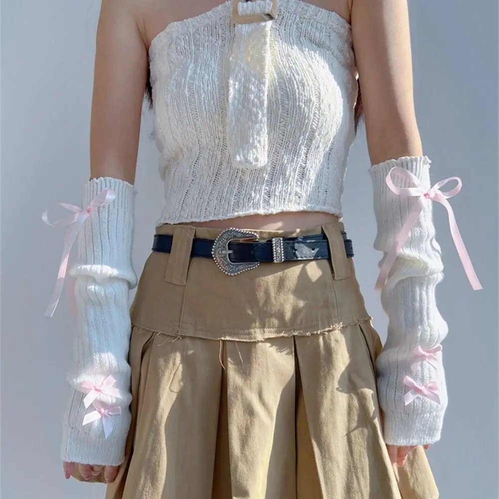 Streetwear Elastic Knitted Bow - Women'S Fashion Gloves avis et prix