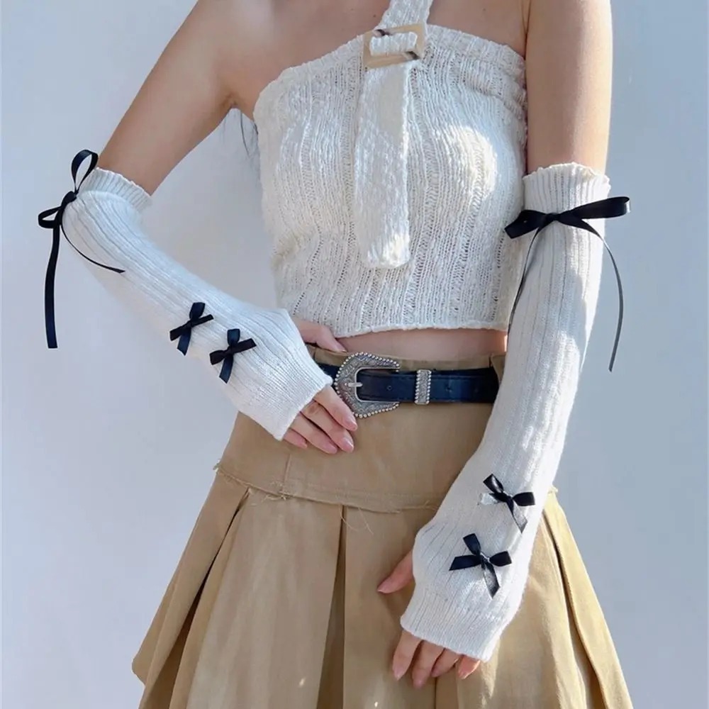 Streetwear Elastic Knitted Bow - Women'S Fashion Gloves avis et prix
